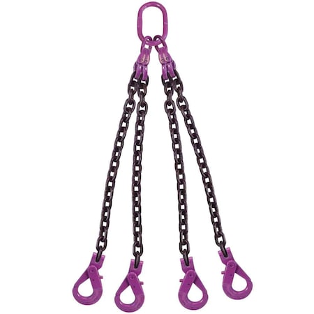 5/8 X 4' - 4 Leg Chain Sling W/ Self-Locking Hooks - Grade 100